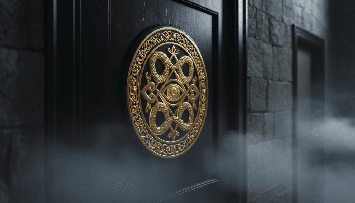 Gold sigil on speakeasy door